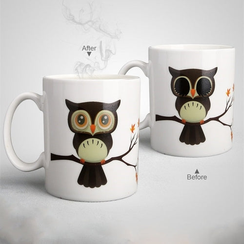 Ceramic Owl Magic Color Change Milk Coffee